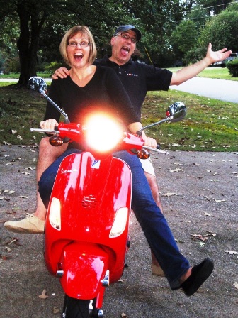 My first scooter ride! Taking hubby for a ride.